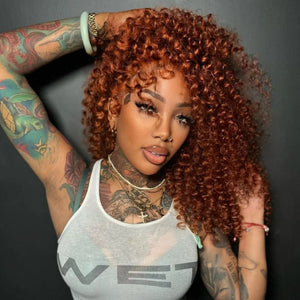 Colored Dark Ginger Brown Deep Wave Lace Wig