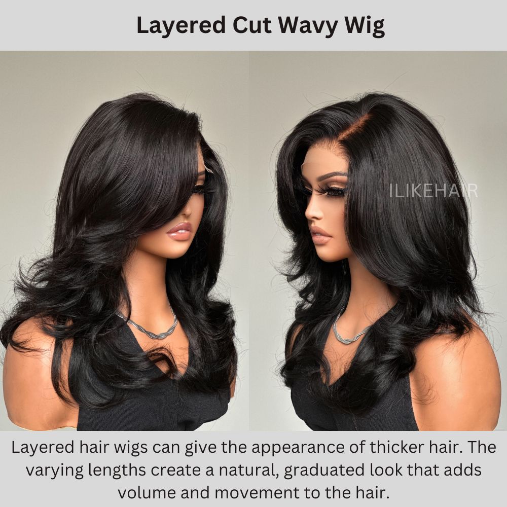 Elegant Chic Side Part Layered Cut Wavy Glueless Lace Wig