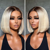 Short Ombre Light Blonde Silky Bob 13x4 Lace Front Wig