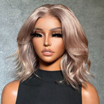 Luxury Rose Blonde Short Wavy 13x4 Lace Frontal Wig