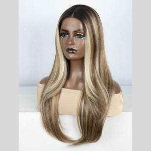 Blonde Highlights Straight Layered 13x4 Lace Frontal Wig