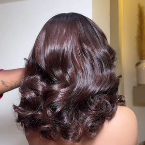 Classic Ombre Chesnut Bouncy Curls Short 5x5 Lace Closure Wig