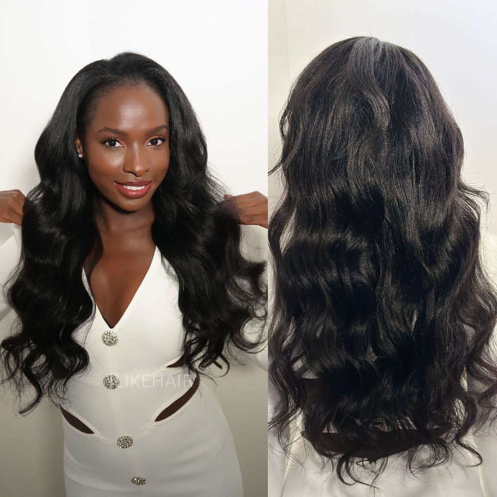 Thin Leave Out Yaki Body Wavy V Part Wig Beginner Friendly