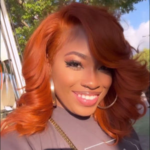 Ginger Layered Cut Wavy 5x5 Lace Closure Bob Wig