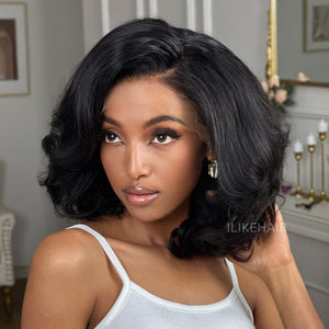 Trendy Side Part Layered Cut Blowout Bob Frontal Lace Wig