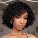 Put on & Go Pixie Cut Curly Bob Glueless Human Hair Wig