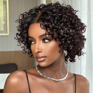 Put On & Go Ombre Reddish Brown Pixie Curly Wig With Bangs