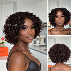 Put On & Go Ombre Reddish Brown Pixie Curly Wig With Bangs