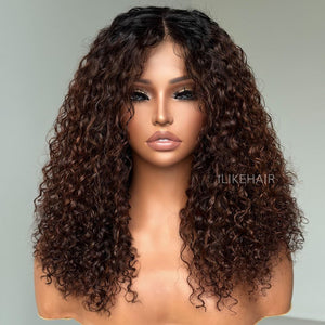 Fall Vibe Ombre Brown  Glueless Water Wave Lace Closure Wig