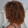 Glueless Dark Brown Mix Light Auburn Curly Wig With Bangs
