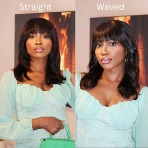 Short Face-Framing Layered Cut Straight Lace Closure Wig With Bangs