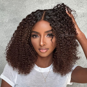 Put on & Go Ombre Brown Jerry Curly Bob Lace Closure Wig