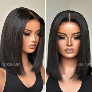 Put on & Go Short Cut Silky Straight Bob 5x5 Lace Closure Wig