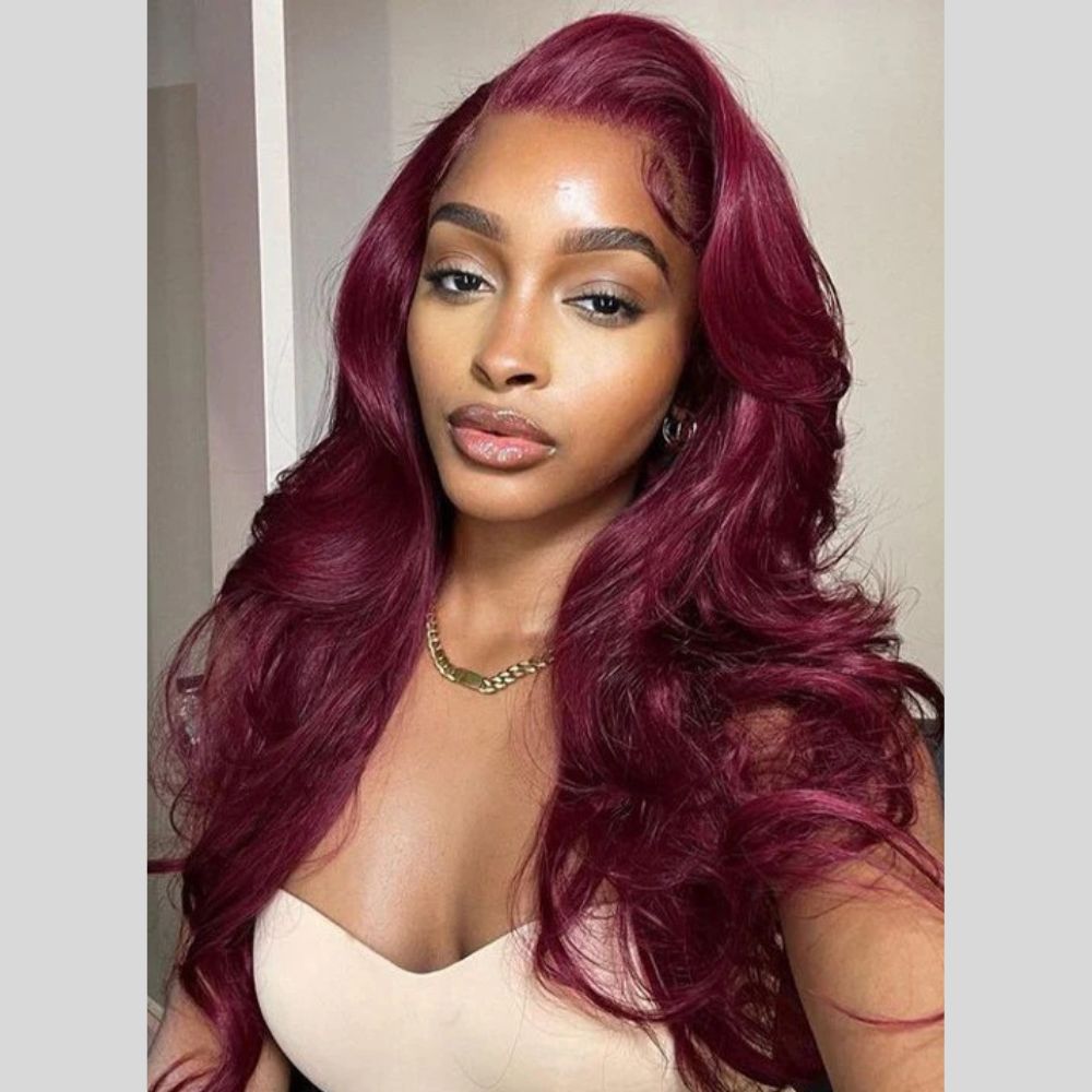 Fall Vibes Burgundy Layered Cut Wavy 13x4 Lace Front Wig