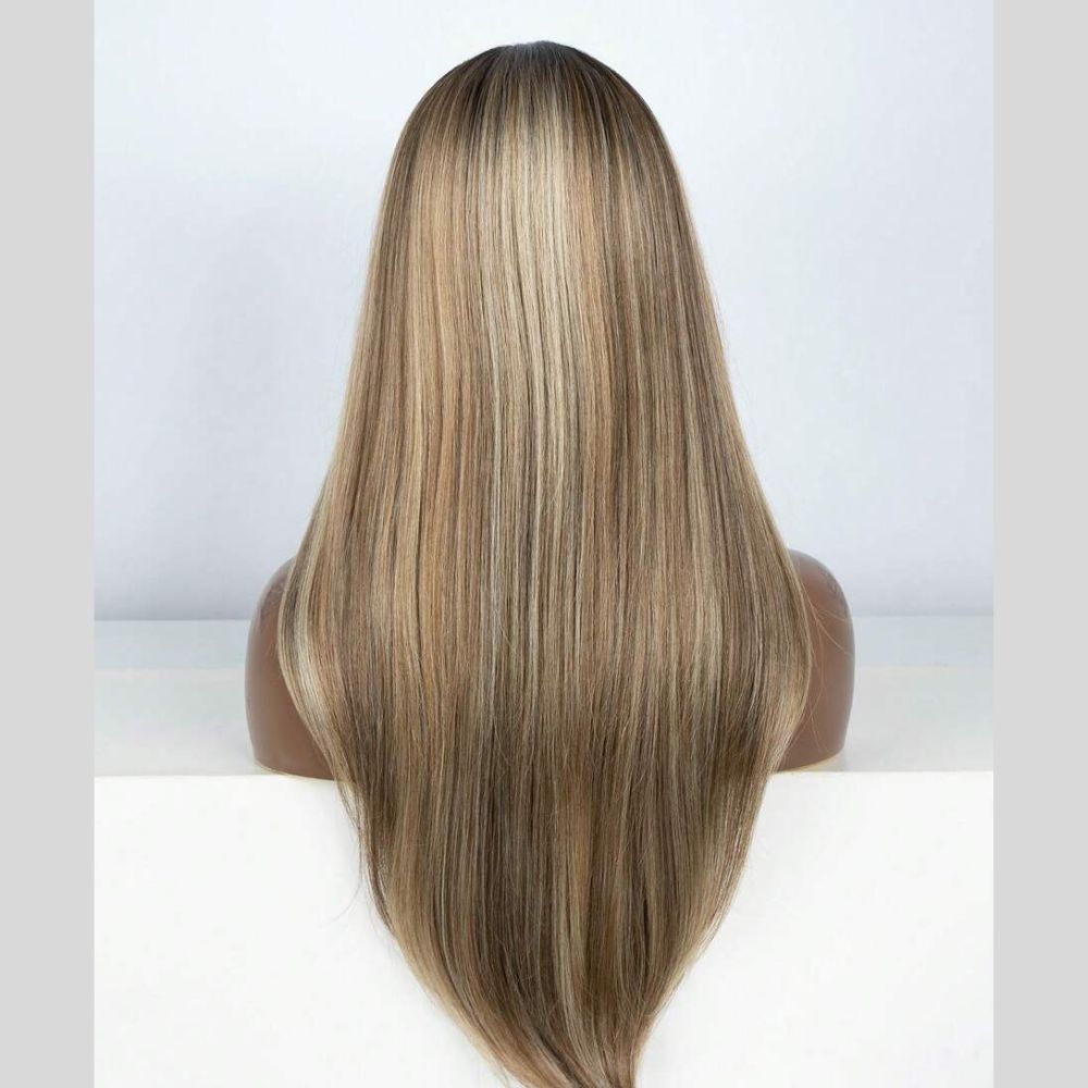 Blonde Highlights Straight Layered 13x4 Lace Frontal Wig