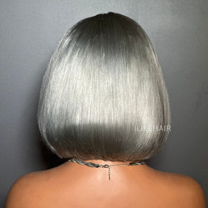 Short Ash Grey Silky Bob 13x4 Lace Front Wig