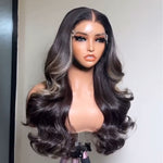 Trandy Dark Brown Highlight Wavy Lace Closure Wig