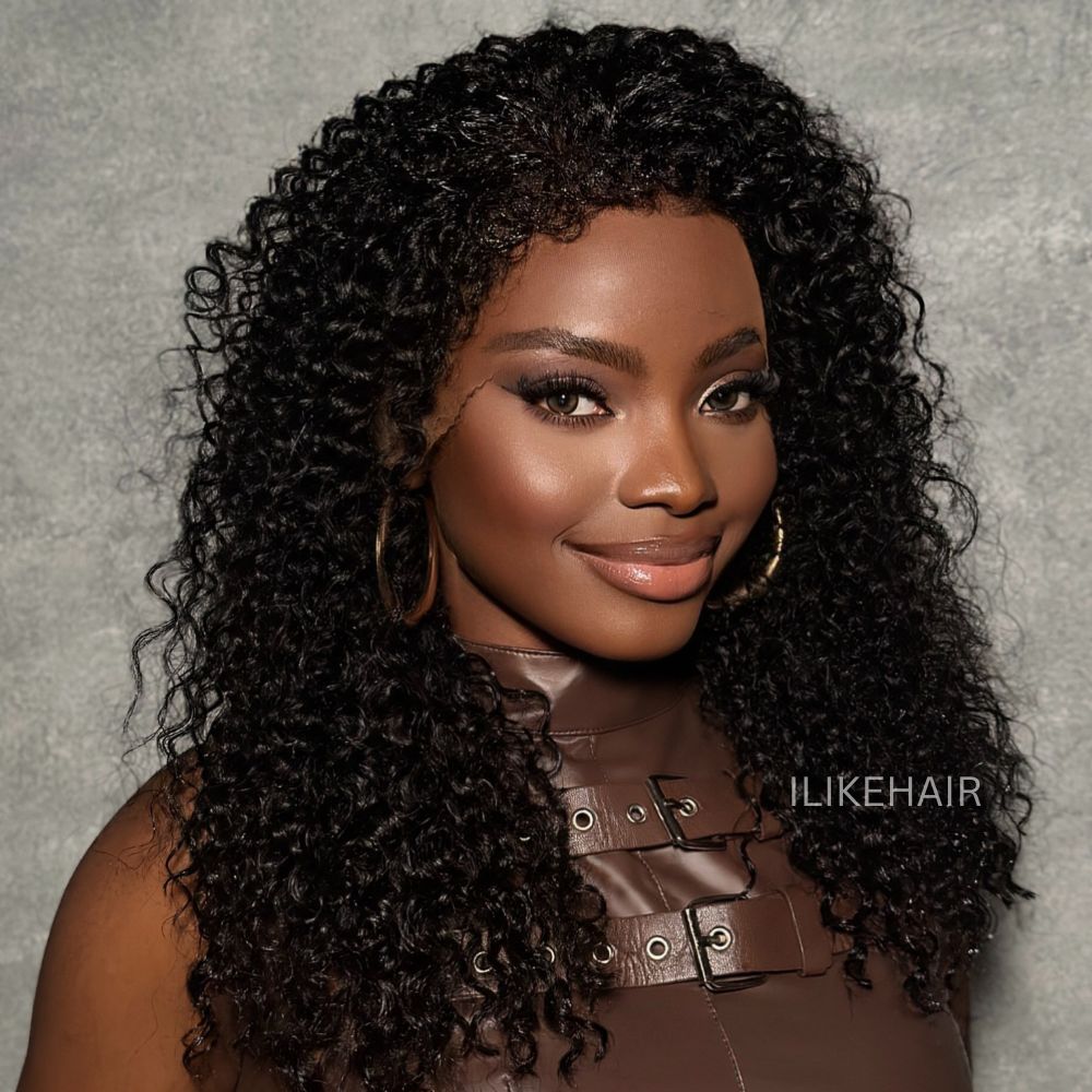 Versatile Front & Back Curly Edges 13x4 Lace Frontal Curly Wig