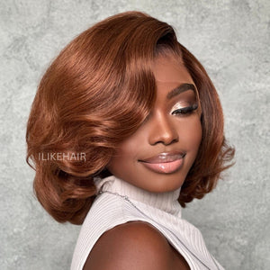 Brown Short Cut Layered Bob 13x4 Lace Front Wig