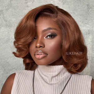 Brown Short Cut Layered Bob 13x4 Lace Front Wig