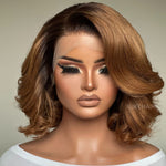 Ombre Honey Blonde Side Part Layered Bob 13x4 Lace Front Wig