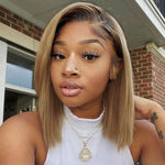 5x5 Ombre Blonde Hair With Dark Roots  Straight Bob Wig