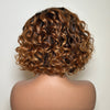 Short Ombre Honey Blonde Wavy Glueless 5x5 Lace Closure Wig Clearance