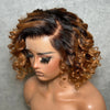 Short Ombre Honey Blonde Wavy Glueless 5x5 Lace Closure Wig Clearance