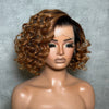 Short Ombre Honey Blonde Wavy Glueless 5x5 Lace Closure Wig Clearance