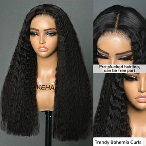 Bohemian Curly Human Hair 5×5 Lace Closure Glueless Wig