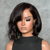 Asymmetry Black Layered Cut Quick Wave 13x4 Lace Front Wig