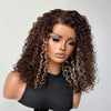 13x4 Lace Frontal Brown With Blonde Highlight Curly Wig