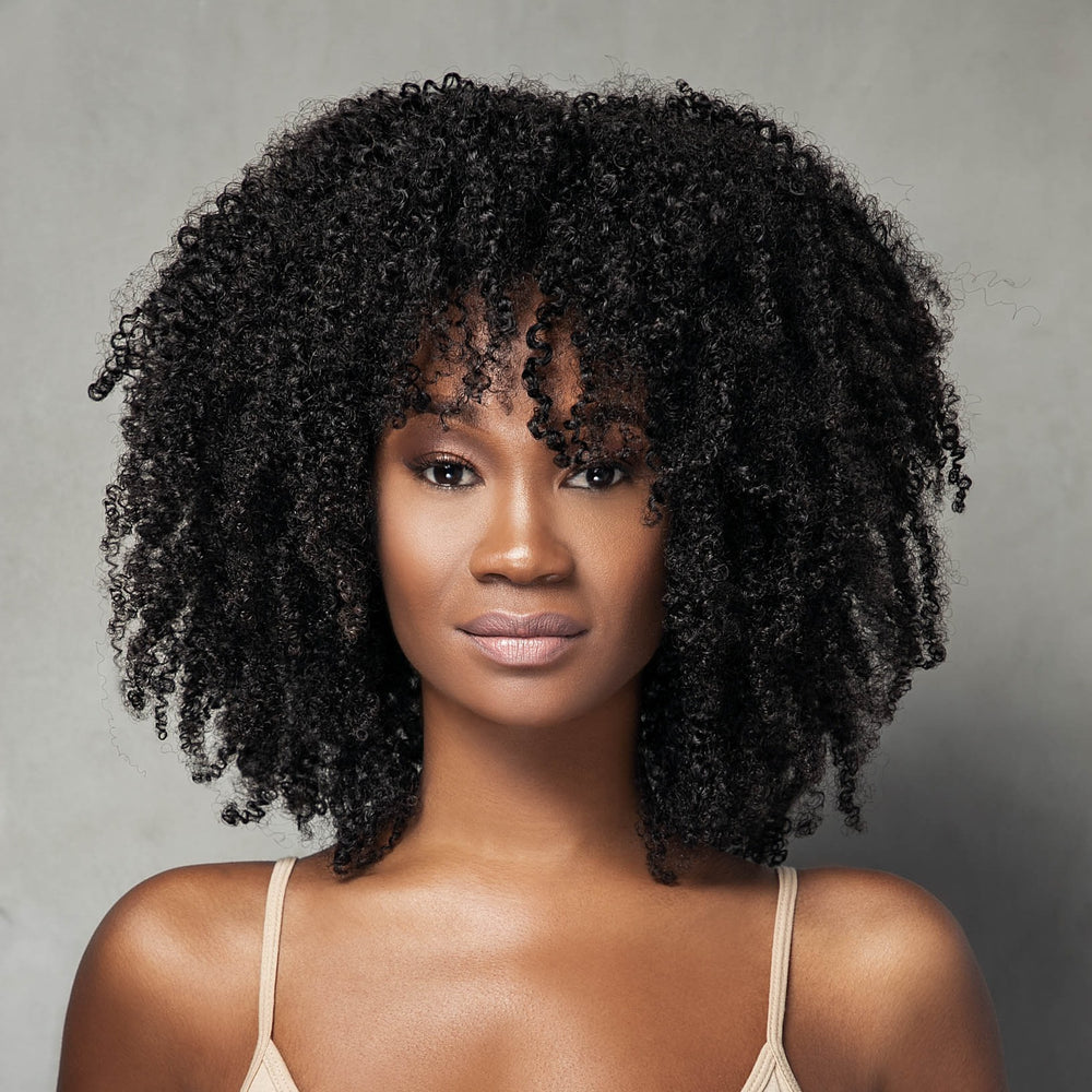 Afro Kinky Curly Glueless Wig With Bangs