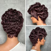 Full Lace Dark Burgundy Pixie Cut Wig 100% Human Hair