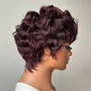 Full Lace Dark Burgundy Pixie Cut Wig 100% Human Hair