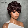 Full Lace Dark Burgundy Pixie Cut Wig 100% Human Hair