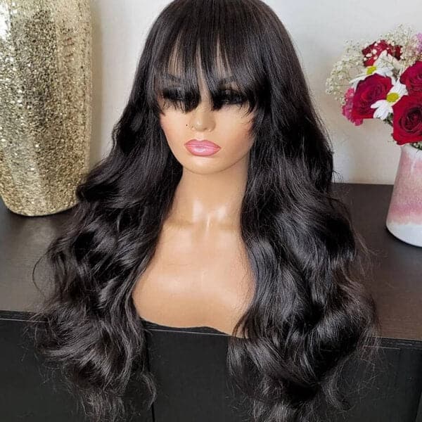 Glueless Body Wave Human Hair Wig With Bang