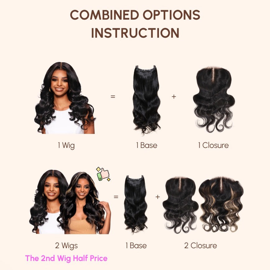 N+ Style 7x5  Optional Replaceable Magic Lace Closure Wig