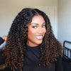 Ombre Chestnut Kinky Curly Lace Closure Wig With Finger Coily Ended