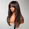 Brown Highlight With Bang Layered Cut 5×5 Lace Human Hair Wig