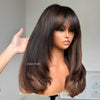 Brown Highlight With Bang Layered Cut 5×5 Lace Human Hair Wig