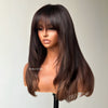 Brown Highlight With Bang Layered Cut 5×5 Lace Human Hair Wig