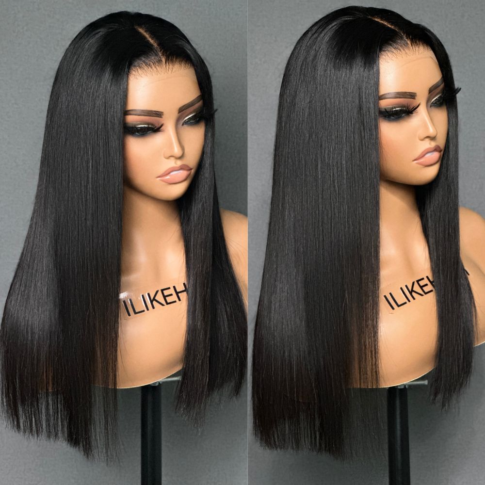 
            
                Load image into Gallery viewer, Wear &amp;amp; Go Natural Silky Straight Glueless 5x5 Pre Cut Lace Closure Wig
            
        
