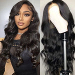 Big Body Wave 13x4 Lace Front Wig 20-30 Inch Human Hair Natural Black Wigs