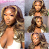 Blonde Mix Brown Highlight Wave Layered Cut Lace Front Wig