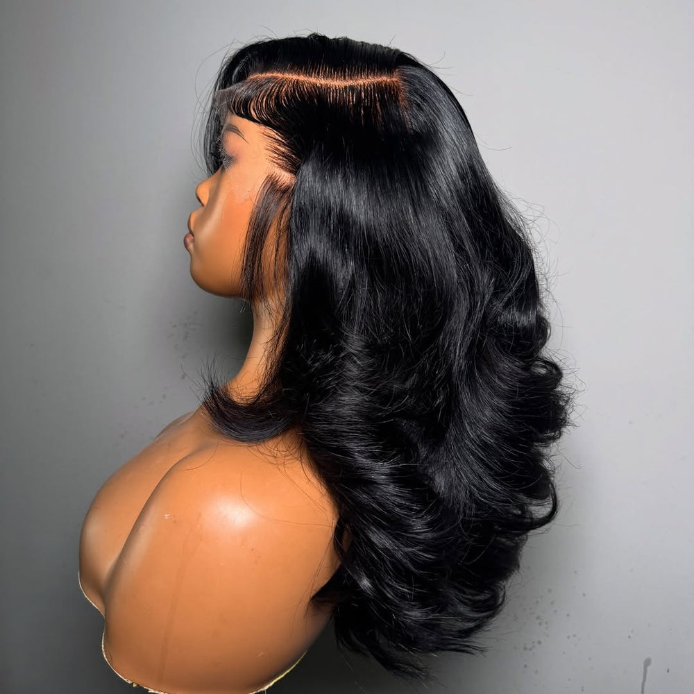 Natural Black Body Wave 13×4 Lace Frontal Human Hair Wig