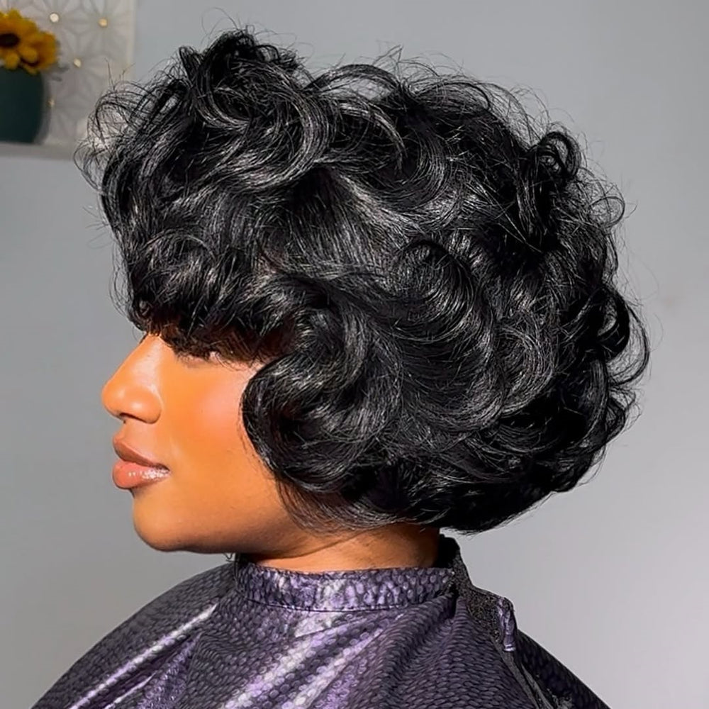 
            
                Load image into Gallery viewer, Natural Bouncy Loose Wave Short Bob Human Hair Wig
            
        