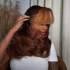 Brown Bottle Layered Cut Wig with Blonde Side Bang