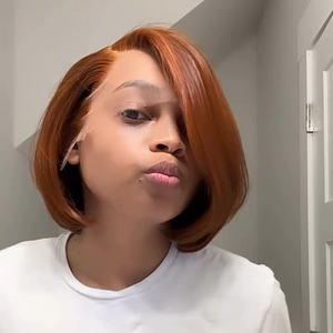 Copper Brown Wavy Layered Bob 13x4 Lace Front Wig