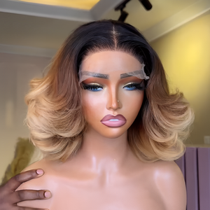 Balayage 613 Blonde Mix Brown With Dark Root Wave Lace Wig